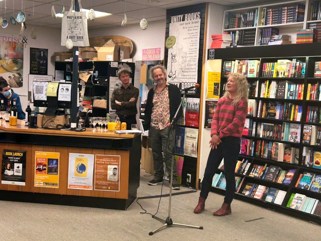 Sharron Came speaks to the crowd at Unity Books Wellington